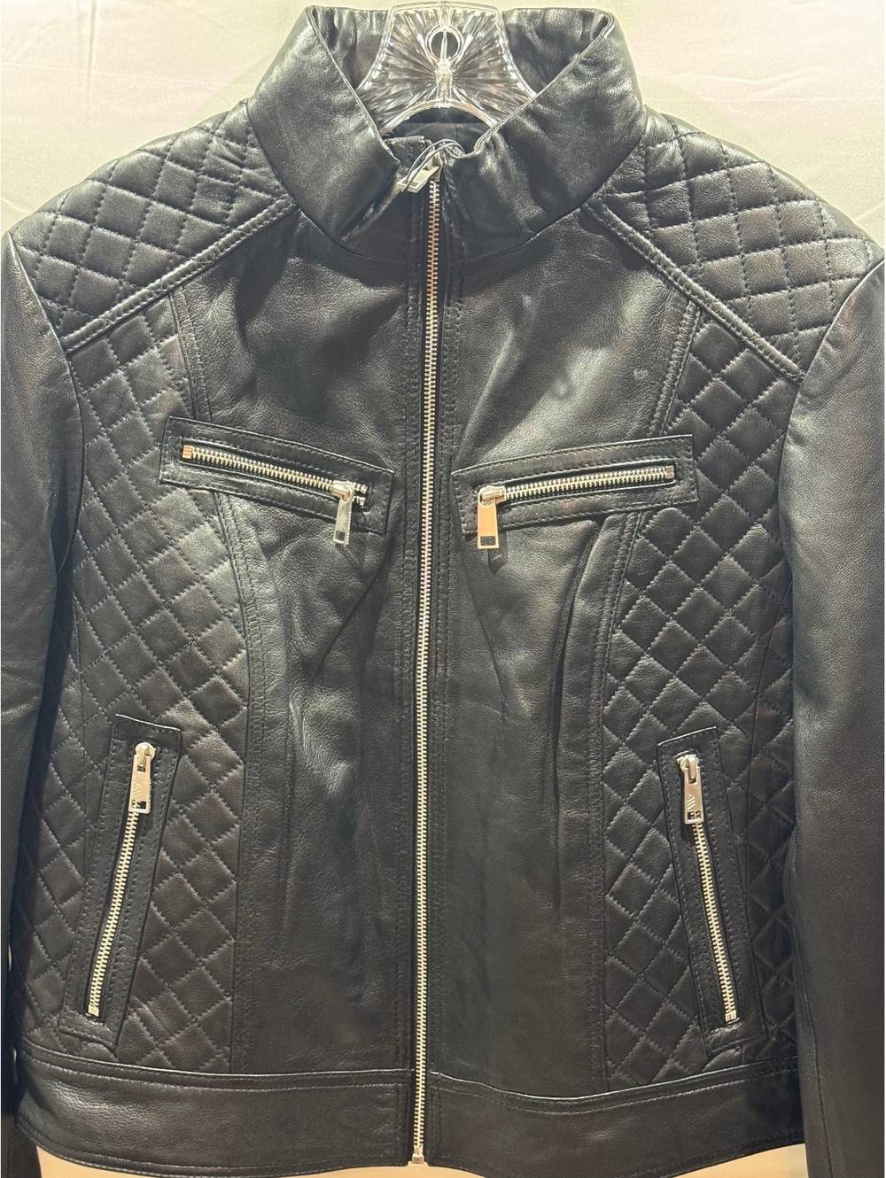 Andrew Marc New York Women's Black Genuine Leather Quilted Jacket XL